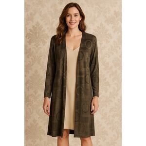 Coldwater Creek Womens 12 Geometric Print Career Open Front Duster Jacket